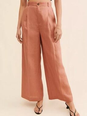 MINKPINK Wide-Leg High-Rise Pants - Terracotta Pink